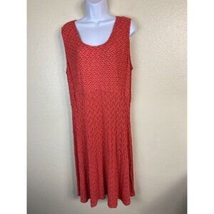 Habitat  Womens Sleeveless Red Orange Textured Midi Dress Size XL Lagenlook Boho